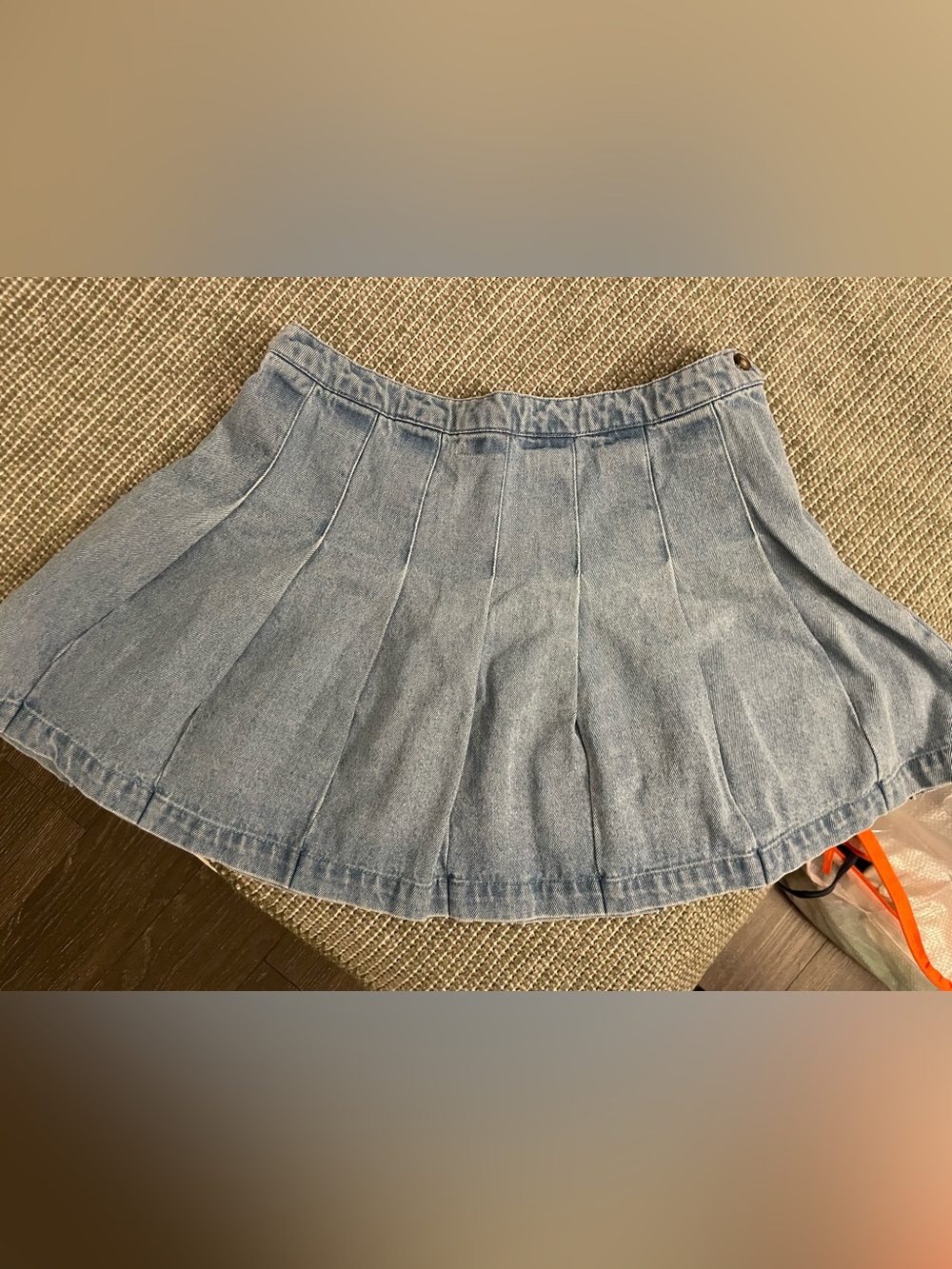 Forever 21 Light Blue Denim Pleated Mini Skirt